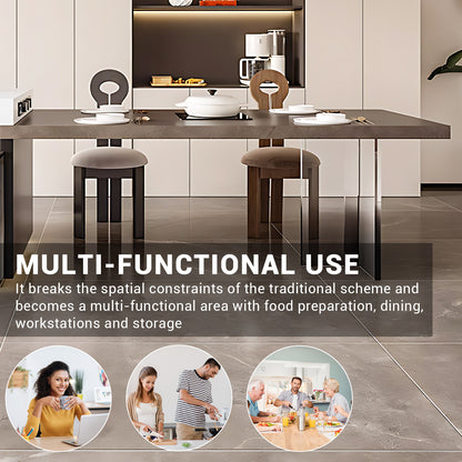 Aihm-Lon Movable Kitchen Island with Extendable Table 92.12"-99.99"