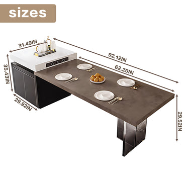 Aihm-Lon Movable Kitchen Island with Extendable Table 92.12"-99.99"