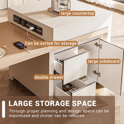 Aihm-Lon Large Kitchen Island with Extendable Dinning Table 89.76"-97.63"
