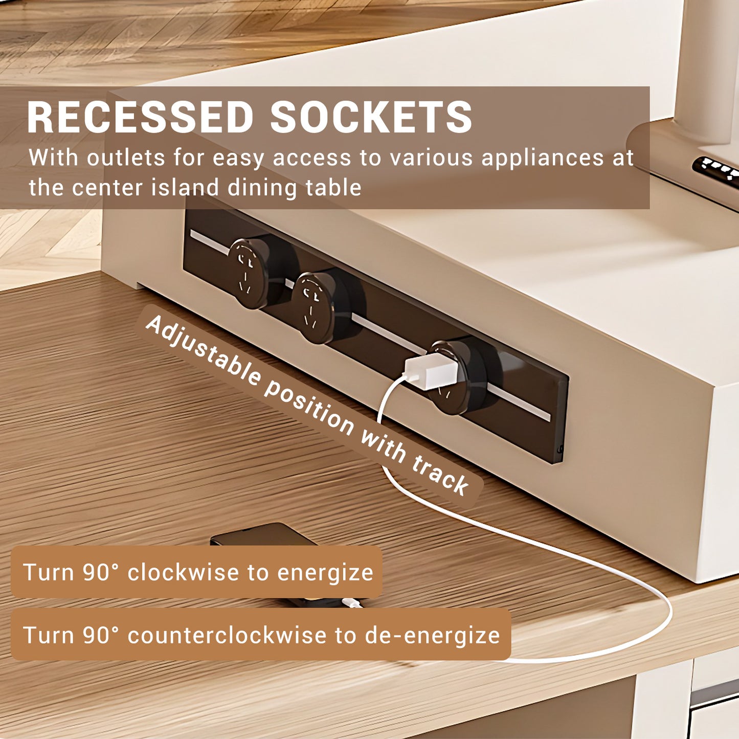 Aihm-Lon Large Kitchen Island with Extendable Dinning Table 89.76"-97.63"