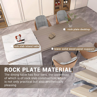 Aihm-Lon Floating Kitchen Island Table with Extendable Dining Table 93.7"-101.57"