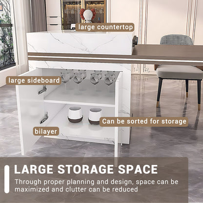 Aihm-Lon Floating Kitchen Island Table with Extendable Dining Table 93.7"-101.57"