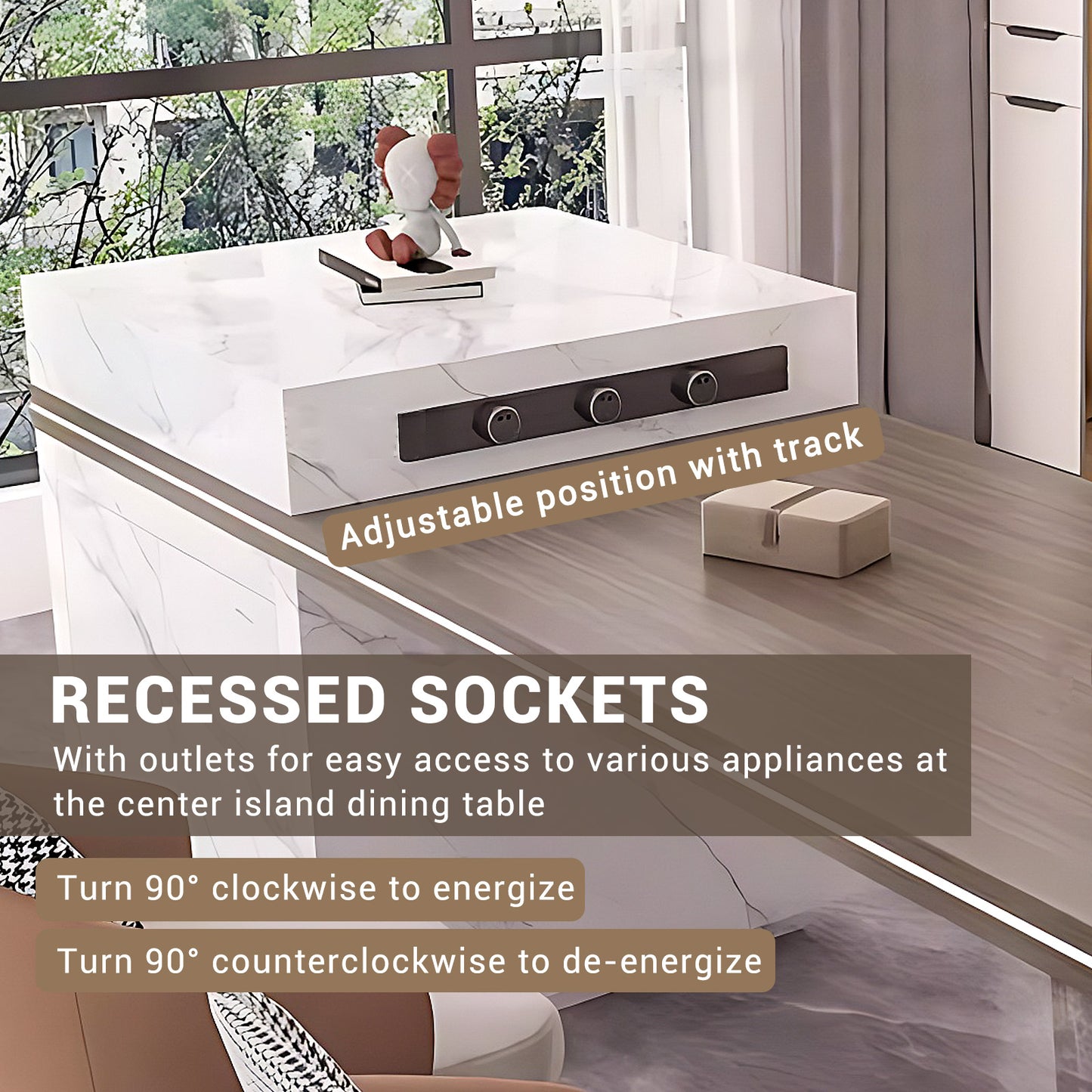 Aihm-Lon Floating Kitchen Island Table with Extendable Dining Table 93.7"-101.57"