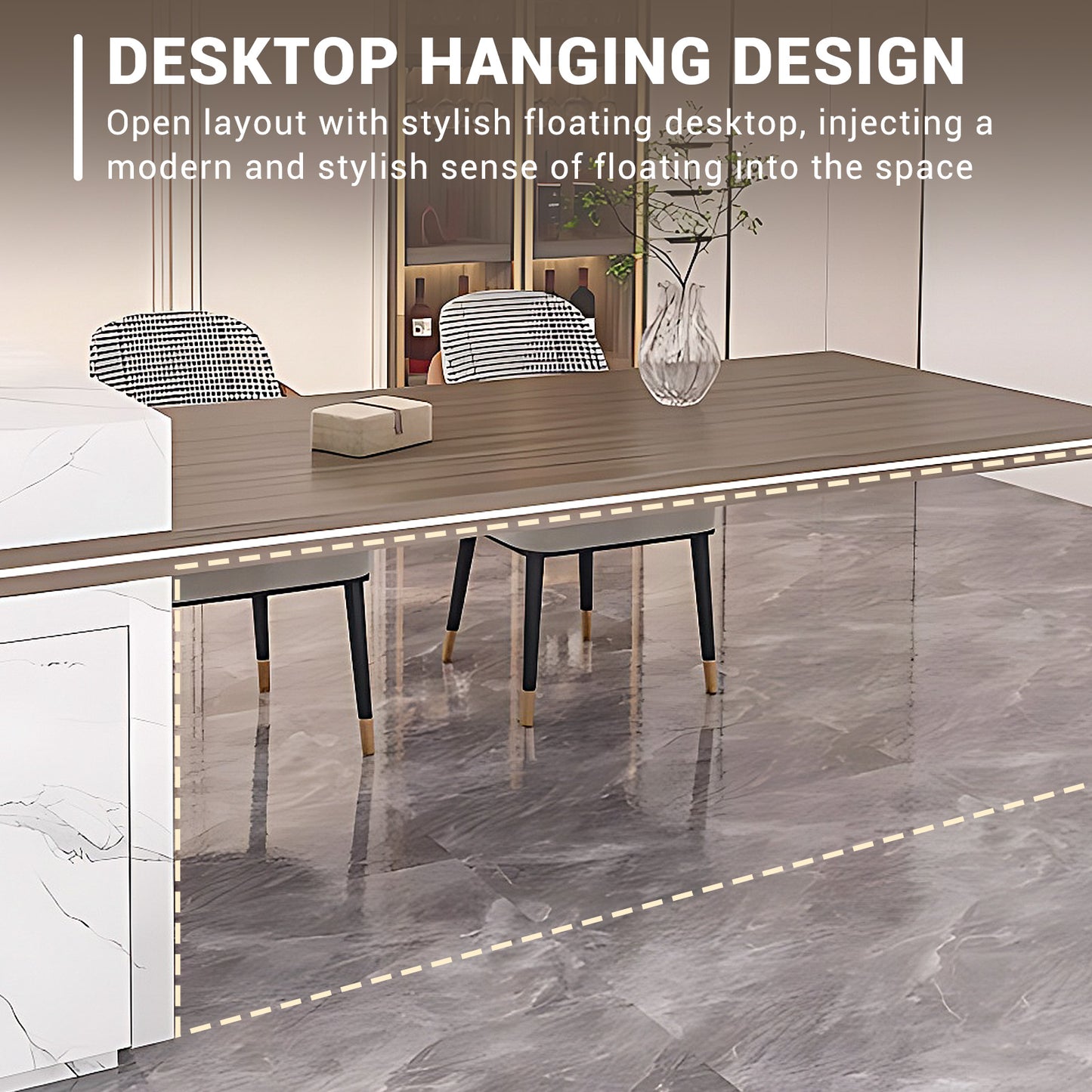 Aihm-Lon Floating Kitchen Island Table with Extendable Dining Table 93.7"-101.57"