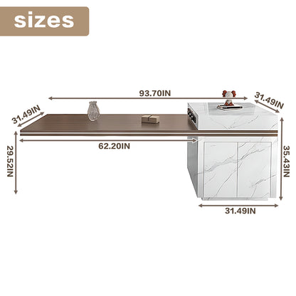Aihm-Lon Floating Kitchen Island Table with Extendable Dining Table 93.7"-101.57"