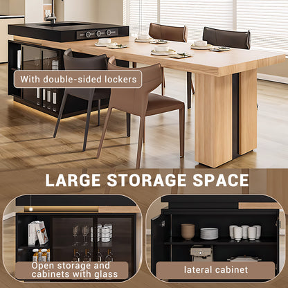 Aihm-Lon Kitchen Island with Extendable Table and Sink 93.7"-101.57"