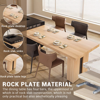 Aihm-Lon Kitchen Island with Extendable Table and Sink 93.7"-101.57"