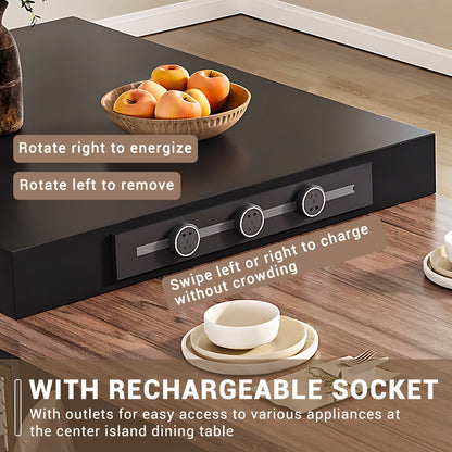 Aihm-Lon Kitchen Island with Extendable Table and Sink 93.7"-101.57"