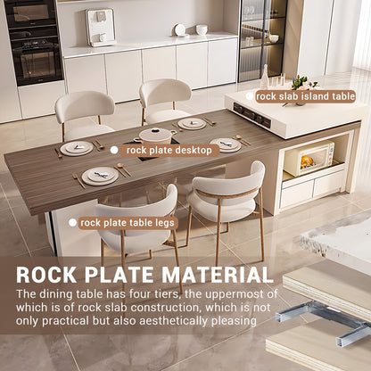 Aihm-Lon White Kitchen Island with Extendable Table 93.7"-101.57"