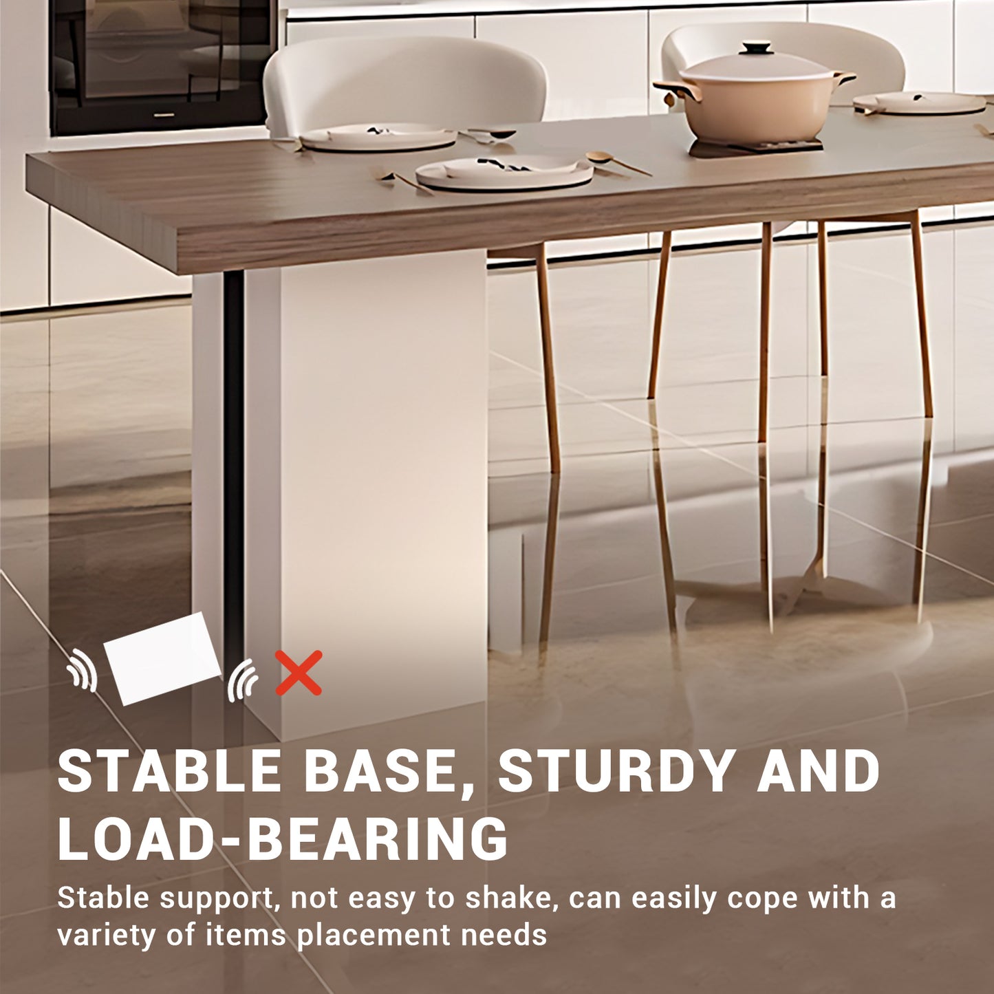 Aihm-Lon White Kitchen Island with Extendable Table 93.7"-101.57"