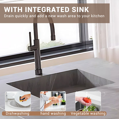 Aihm-Lon Kitchen Island with Sink Extendable Dinning Table 93.7"-109.44"