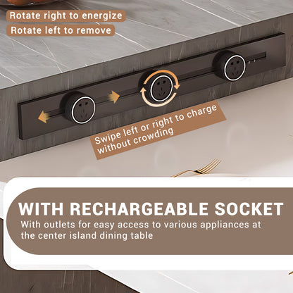 Aihm-Lon Kitchen Island with Sink Extendable Dinning Table 93.7"-109.44"