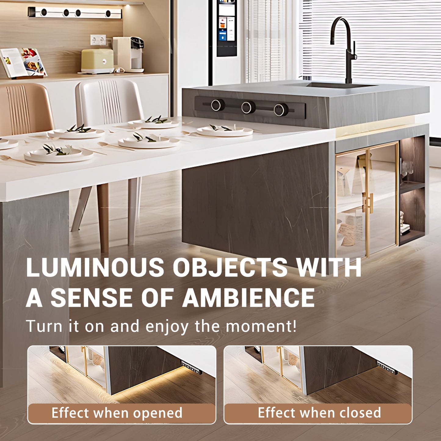 Aihm-Lon Kitchen Island with Sink Extendable Dinning Table 93.7"-109.44"