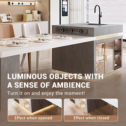 Aihm-Lon Kitchen Island with Sink Extendable Dinning Table 93.7"-109.44"