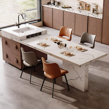 Aihm-Lon Mobile Kitchen Island with Sink Extendable Table 93.7"-101.57"