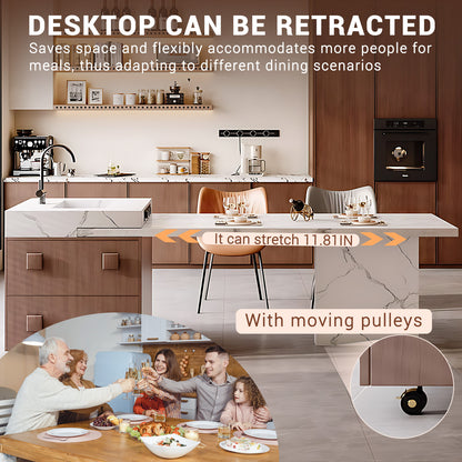 Aihm-Lon Mobile Kitchen Island with Sink Extendable Table 93.7"-101.57"