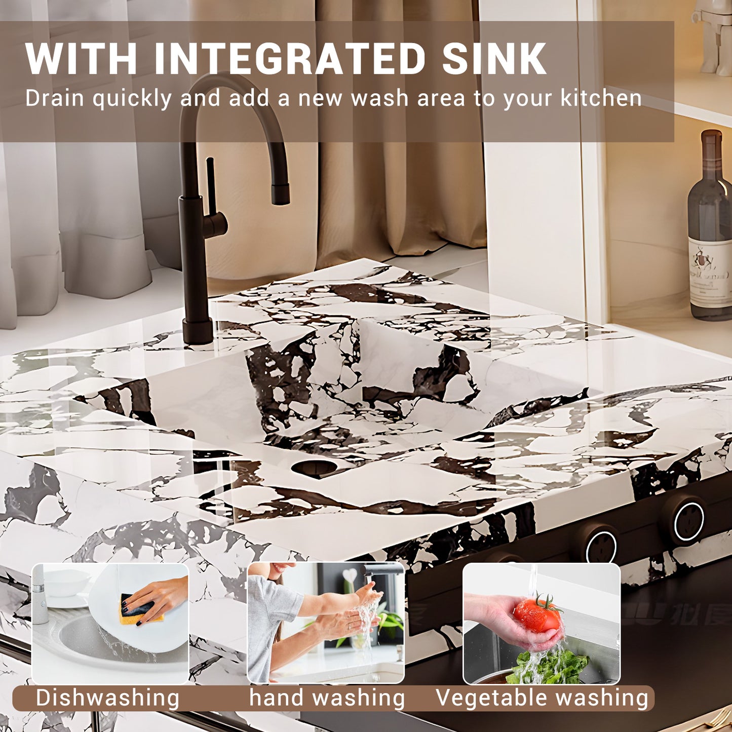 Aihm-Lon Kitchen Island with Unique Island Extendable Table 92.12"-99.99"