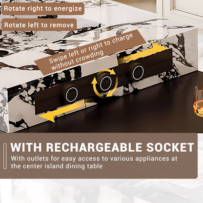 Aihm-Lon Kitchen Island with Unique Island Extendable Table 92.12"-99.99"