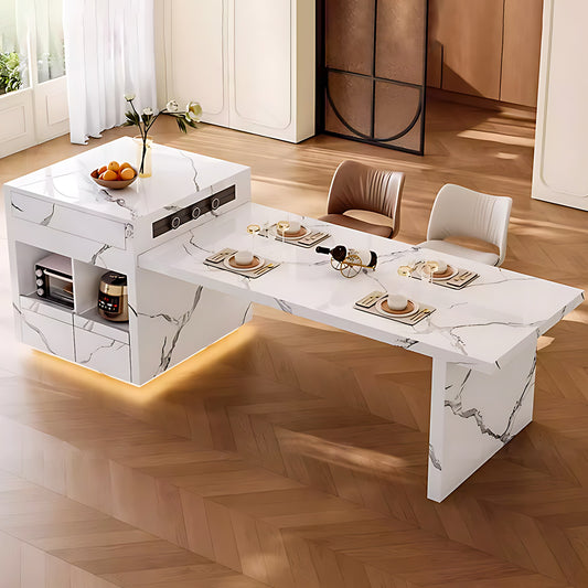 Aihm-Lon Kitchen Island with LED Light with Extendable Table 93.7"-101.57"