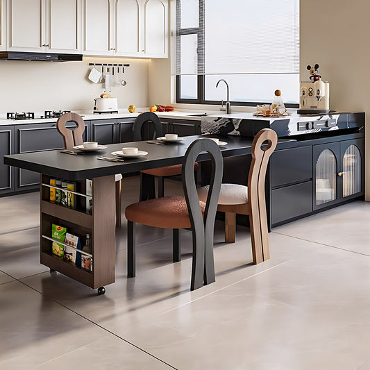 Aihm-Lon Kitchen Island with Extendable Table Side Shelf Rack 39.37"-62.99"