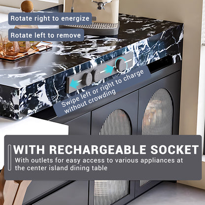 Aihm-Lon Kitchen Island with Extendable Table Side Shelf Rack 39.37"-62.99"