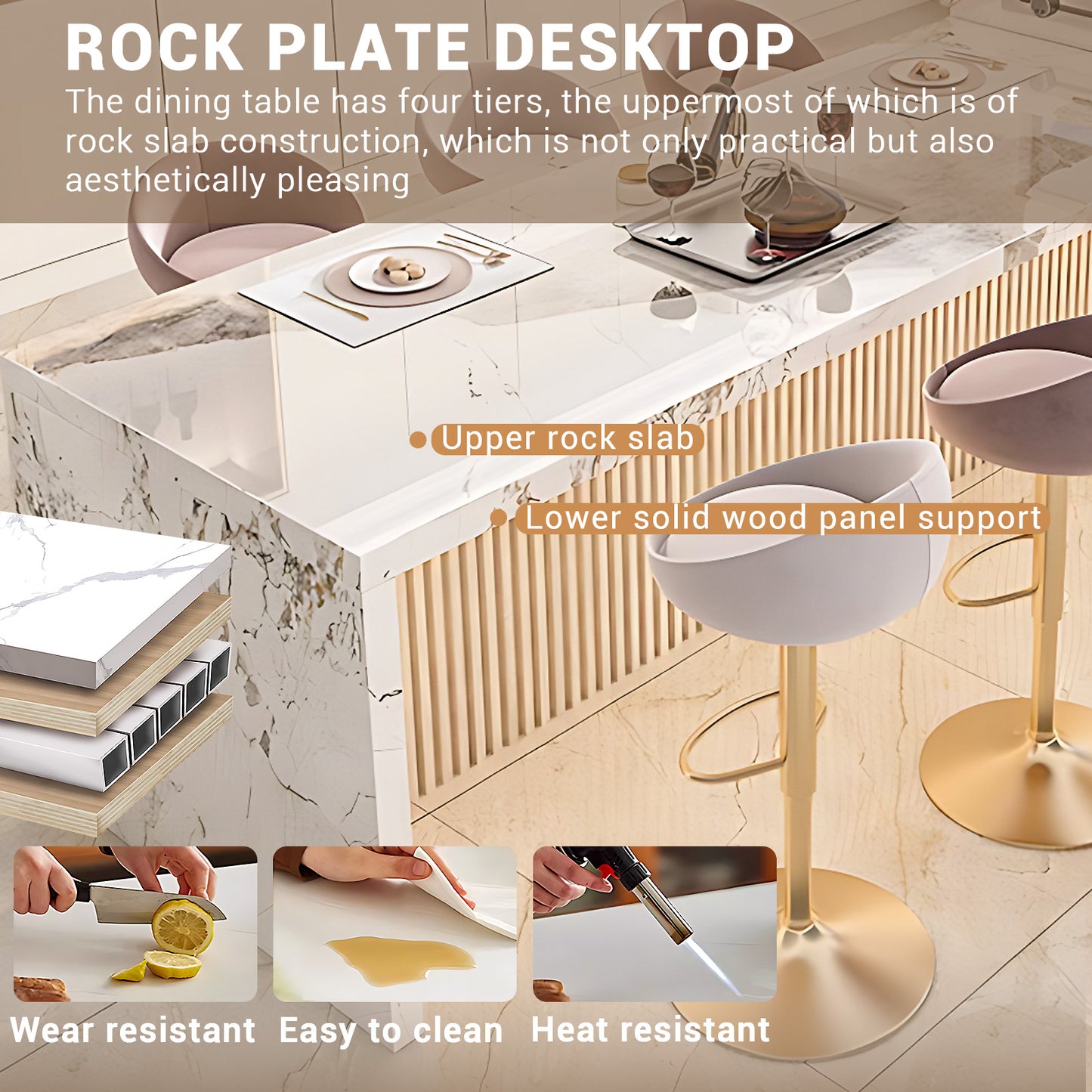 Aihm-Lon Modern Kitchen Island with Extendable Table 93.7"-101.57"