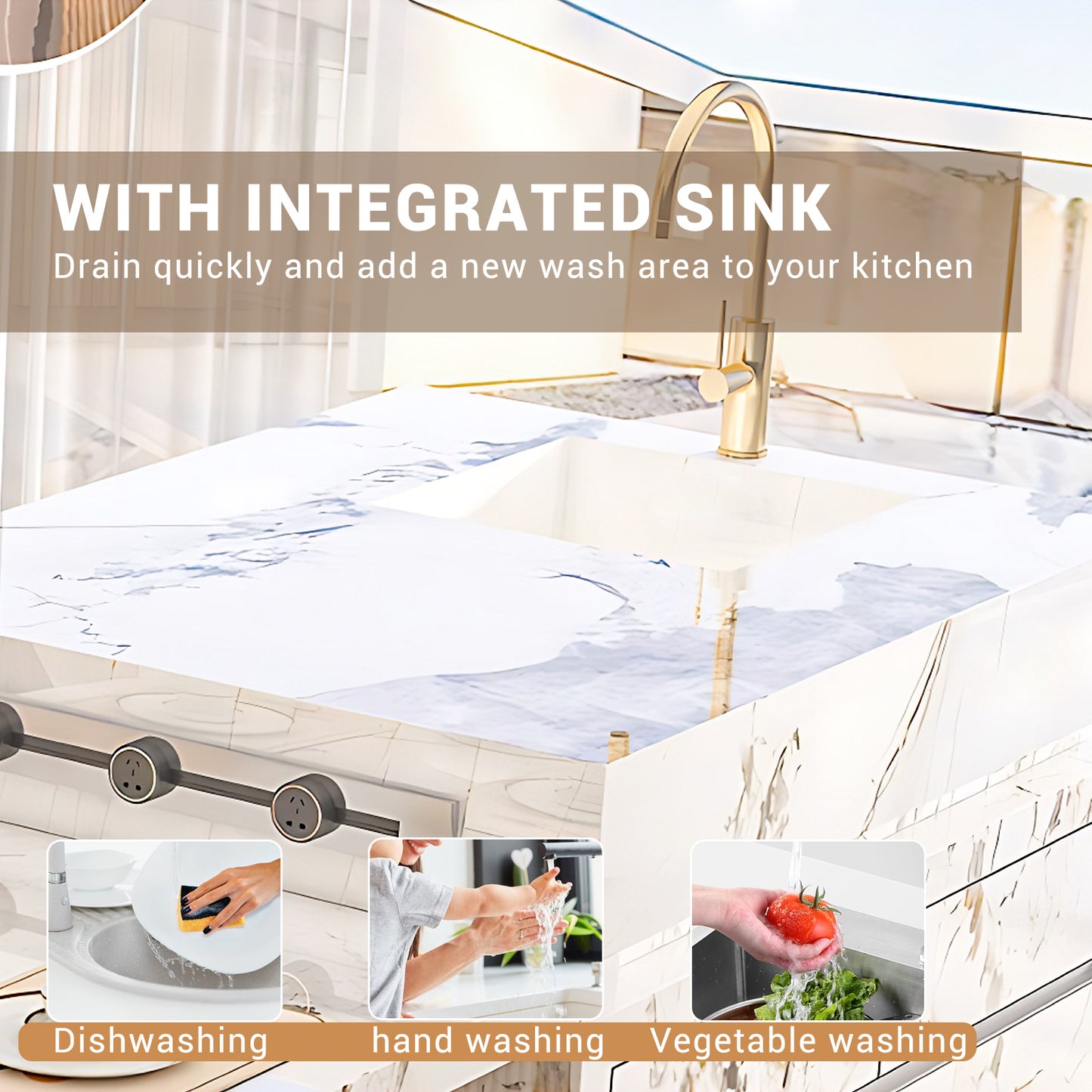 Aihm-Lon Modern Kitchen Island with Extendable Table 93.7"-101.57"