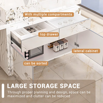 Aihm-Lon Modern Kitchen Island with Extendable Table 93.7"-101.57"