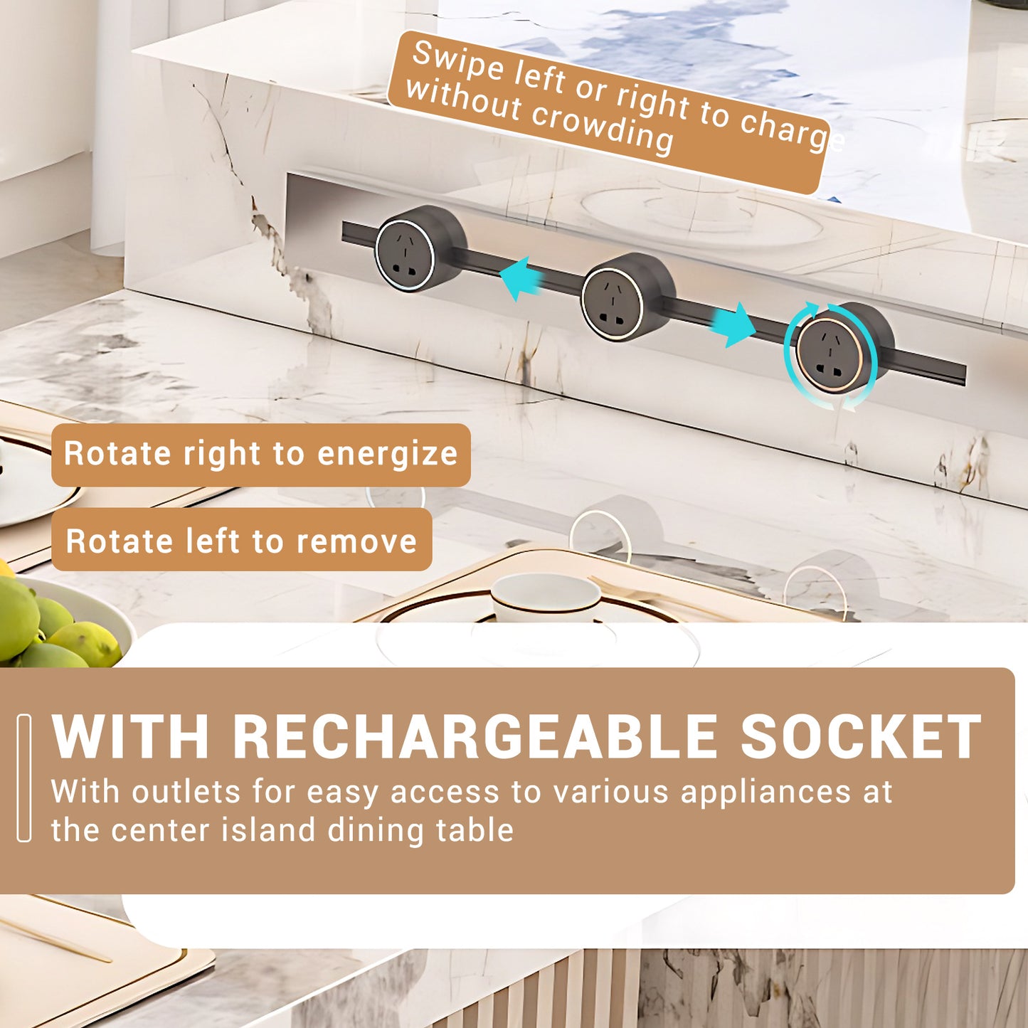 Aihm-Lon Modern Kitchen Island with Extendable Table 93.7"-101.57"