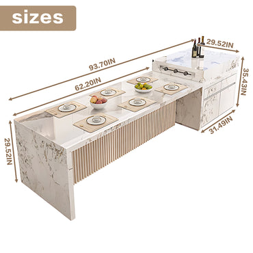 Aihm-Lon Modern Kitchen Island with Extendable Table 93.7"-101.57"