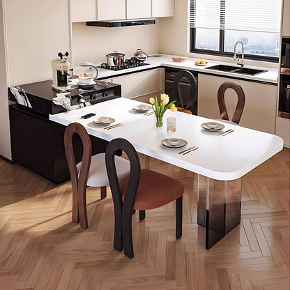 Aihm-Lon Black Kitchen Island with Extendable Dinning Table 93.7"-101.57"