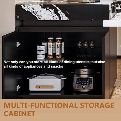 Aihm-Lon Black Kitchen Island with Extendable Dinning Table 93.7"-101.57"