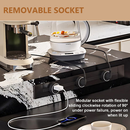 Aihm-Lon Black Kitchen Island with Extendable Dinning Table 93.7"-101.57"