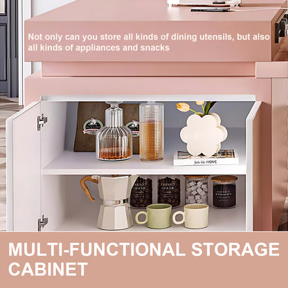 Aihm-Lon Kitchen Island with Extendable Dinning Table Shelf Rack 93.7"-101.57"