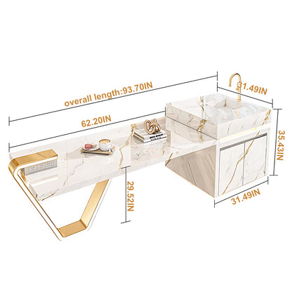 Aihm-Lon Kitchen Island with Extendable Table Stainless Steel Leg 93.7"-101.57"