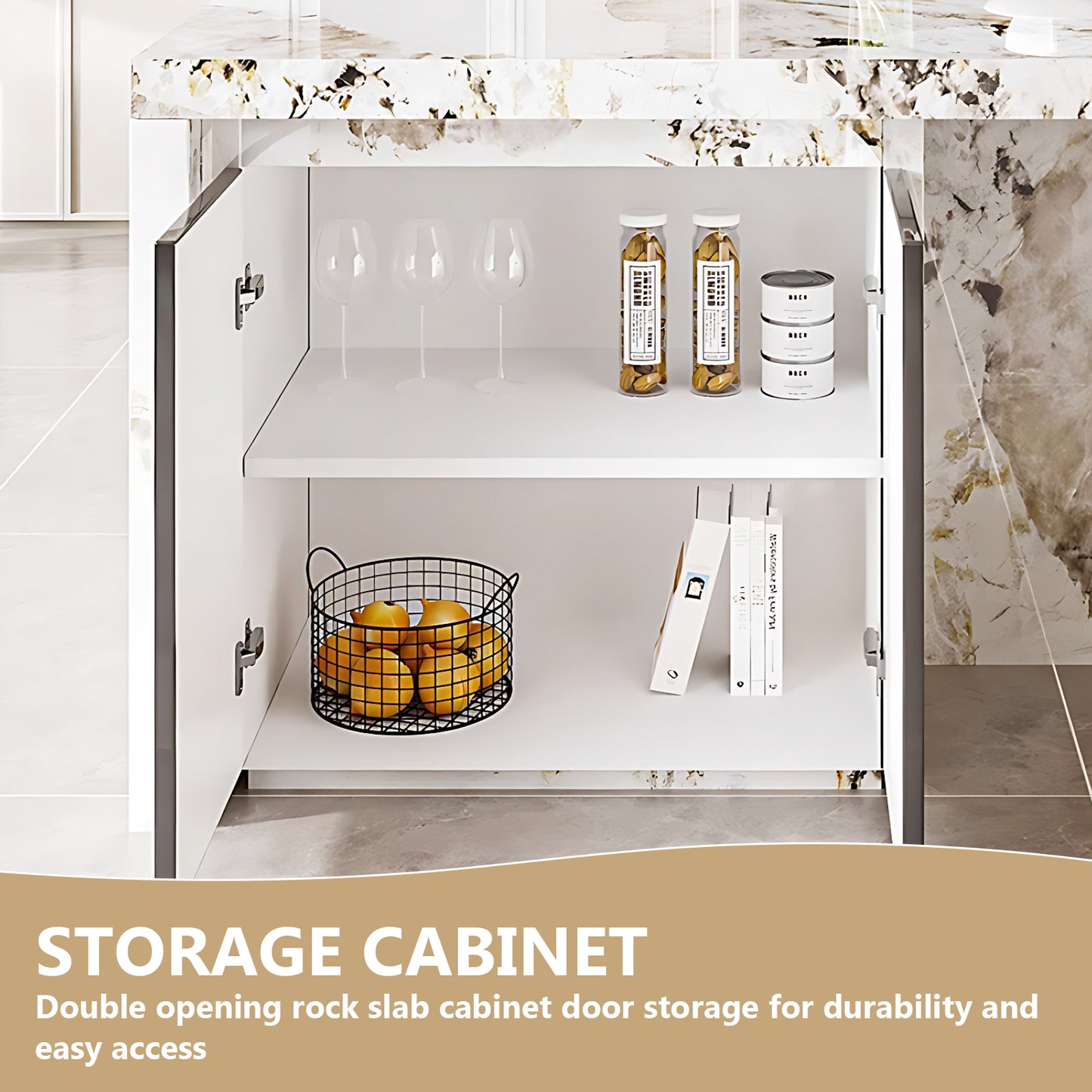 Aihm-Lon Kitchen Island with Extendable Dinning Table Sink 59.05"-78.74"