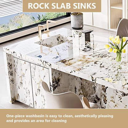 Aihm-Lon Kitchen Island with Extendable Dinning Table Sink 59.05"-78.74"