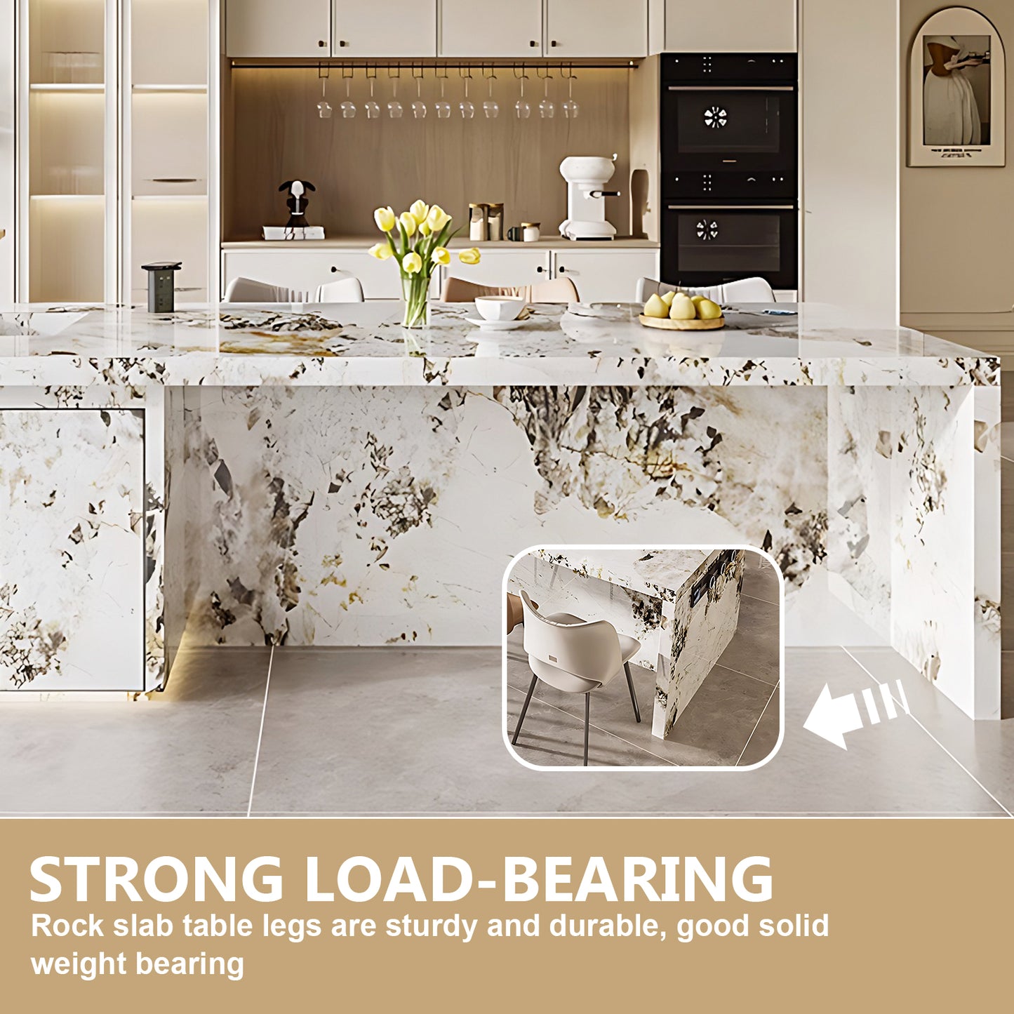 Aihm-Lon Kitchen Island with Extendable Dinning Table Sink 59.05"-78.74"