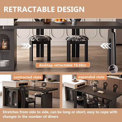 Aihm-Lon Kitchen Island with Extendable Table and Storage 66.14"-81.88"