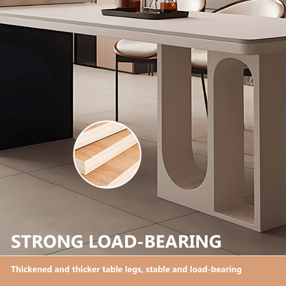 Aihm-Lon Black Kitchen Island with White Extendable Table 66.33"-82.08"