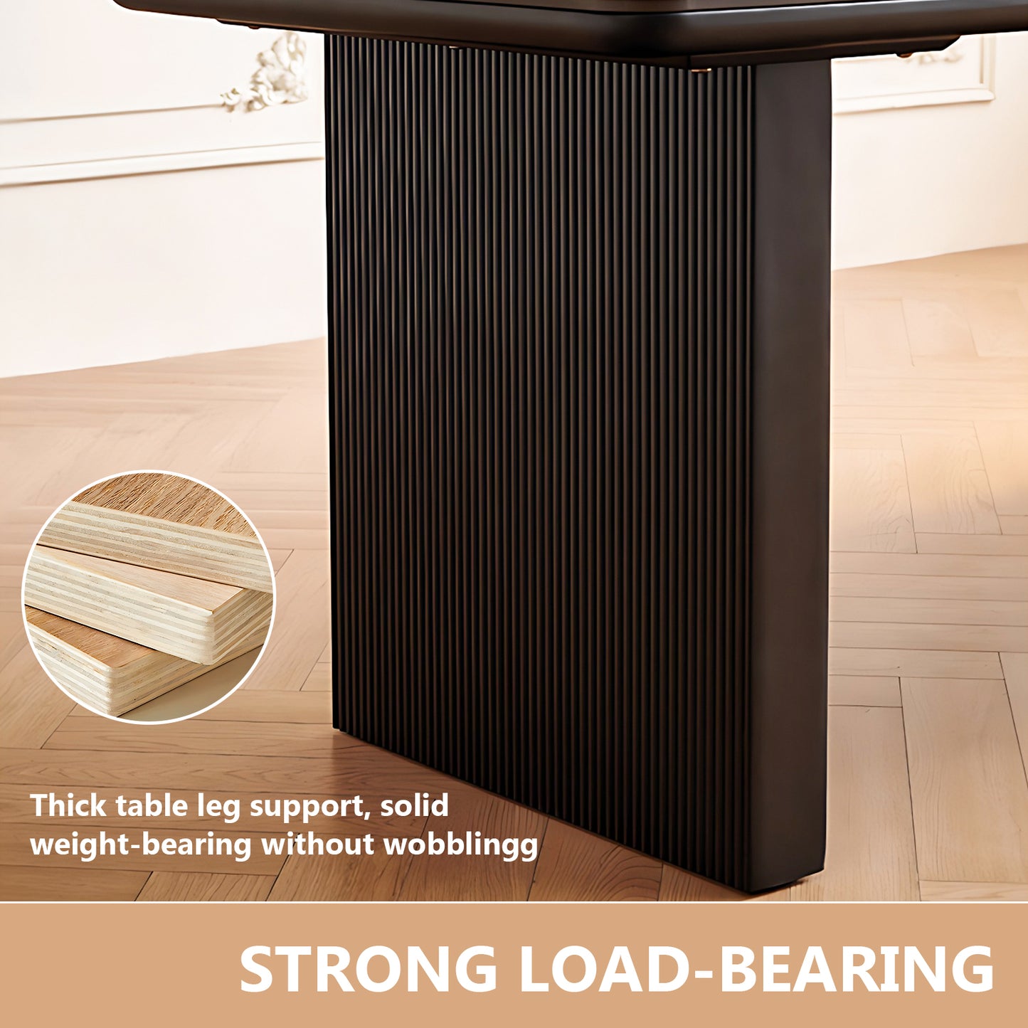 Aihm-Lon Black and White Kitchen Island with Extendable Dining Table 66.92"-82.67"