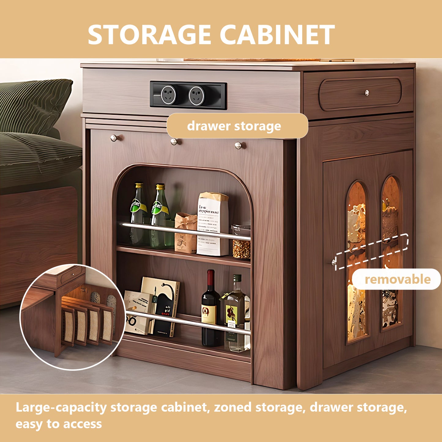 Aihm-Lon Kitchen Island with Folding Extendable Table 79.52"