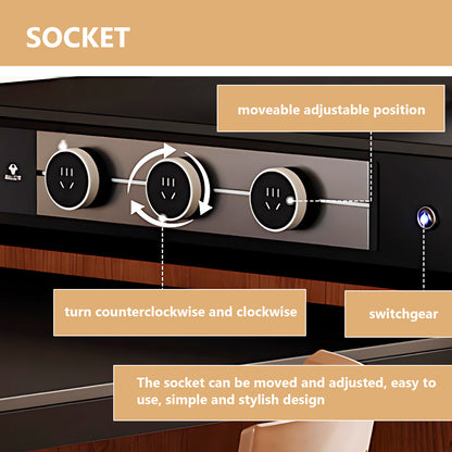 Aihm-Lon Black-Brown Kitchen Island with Extendable Table 74.01"-97.63"