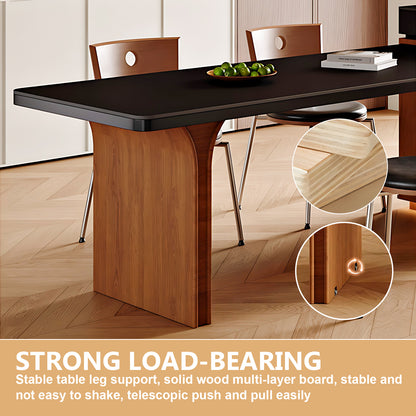 Aihm-Lon Black-Brown Kitchen Island with Extendable Table 74.01"-97.63"