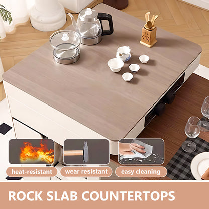 Aihm-Lon Kitchen Island with Folding Extendable Table Wheels 91.33"