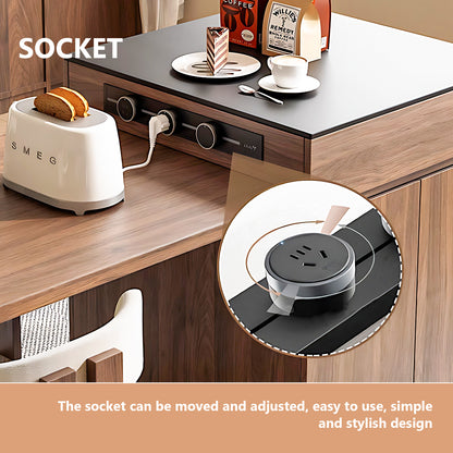 Aihm-Lon Kitchen Island with Extendable Table Drawers 64.14"-81.10"