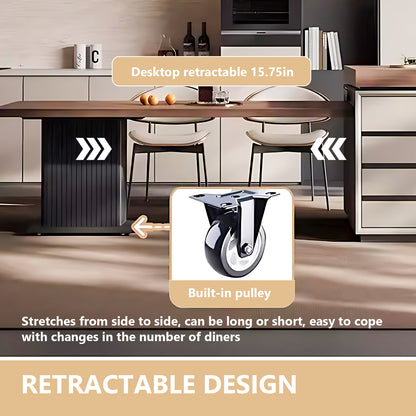 Aihm-Lon Kitchen Island with Extendable Table Appliance Storage 77.95"-89.76"