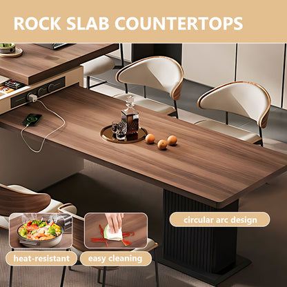 Aihm-Lon Kitchen Island with Extendable Table Appliance Storage 77.95"-89.76"