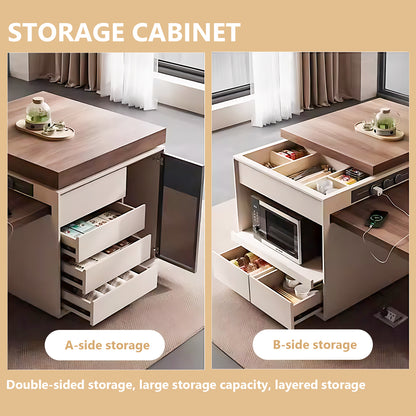 Aihm-Lon Kitchen Island with Extendable Table Appliance Storage 77.95"-89.76"