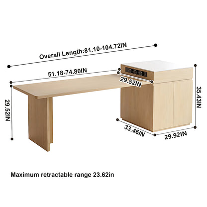 Aihm-Lon Kitchen Island with White Countertop Extendable Table  61.41"-81.10"